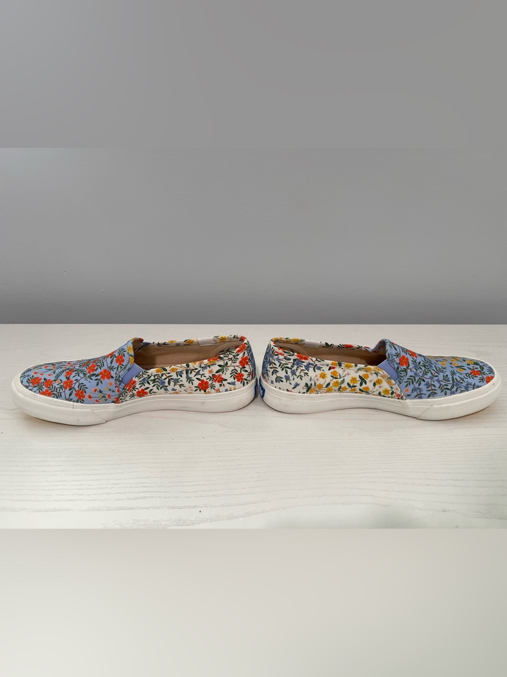 Keds Floral Slip-Ons in Light Blue, Red, Yellow and Green